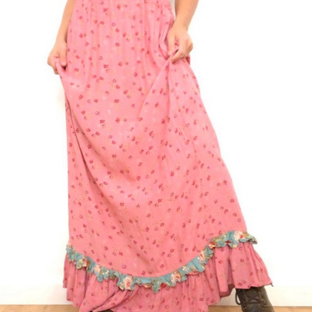 The Lauren Skirt. Pink floral and green floral maxi skirt